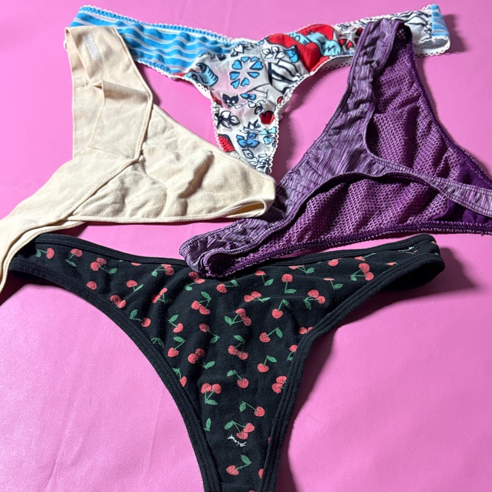 Colorful Thong Set with Cherry Print